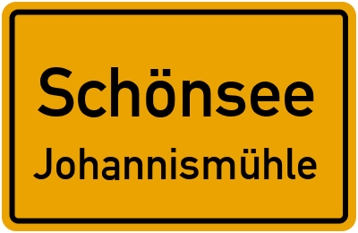 Ortsschild Schönsee Johannismühle
