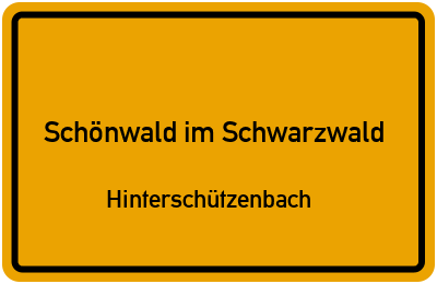 Straßenverzeichnis Schönwald im Schwarzwald Hinterschützenbach