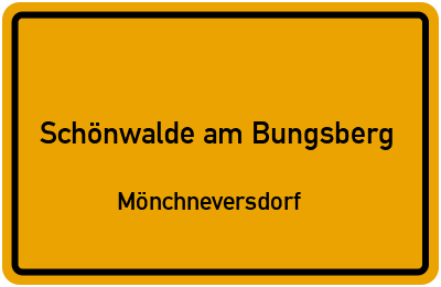 Ortsschild Schönwalde am Bungsberg Mönchneversdorf