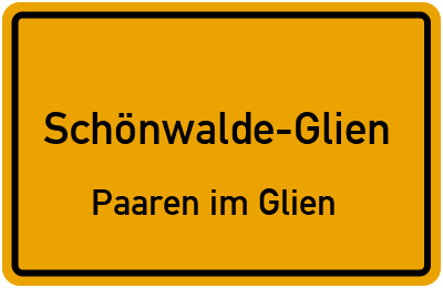Straßenverzeichnis Schönwalde-Glien Paaren im Glien
