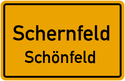 Ortsschild Schernfeld Schönfeld