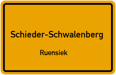 Ortsschild Schieder-Schwalenberg Ruensiek