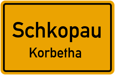 Ortsschild Schkopau Korbetha