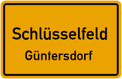 Ortsschild Schlüsselfeld Güntersdorf