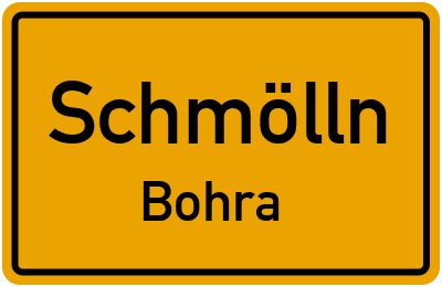 Straßenverzeichnis Schmölln Bohra