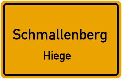 Ortsschild Schmallenberg Hiege