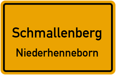 Ortsschild Schmallenberg Niederhenneborn