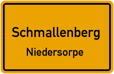 Ortsschild Schmallenberg Niedersorpe
