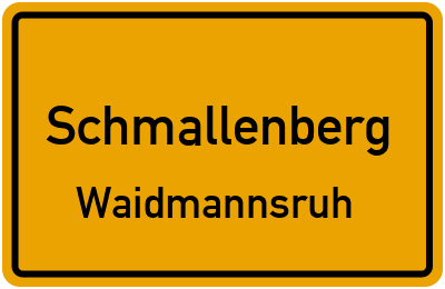 Straßenverzeichnis Schmallenberg Waidmannsruh
