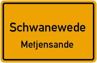 Straßenverzeichnis Schwanewede Metjensande