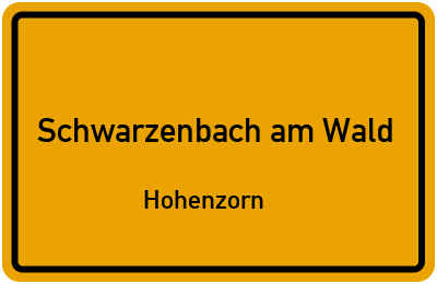 Straßenverzeichnis Schwarzenbach am Wald Hohenzorn