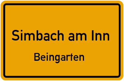 Ortsschild Simbach am Inn Beingarten
