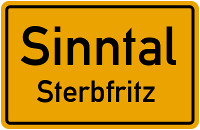 Ortsschild Sinntal Sterbfritz