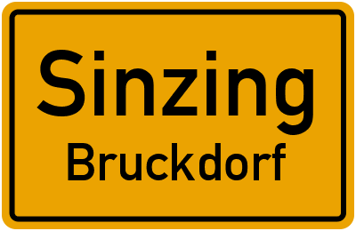 Ortsschild Sinzing Bruckdorf