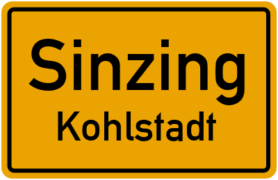Ortsschild Sinzing Kohlstadt