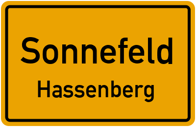 Ortsschild Sonnefeld Hassenberg