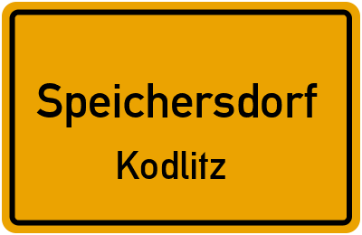 Ortsschild Speichersdorf Kodlitz