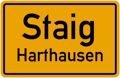 Ortsschild Staig Harthausen