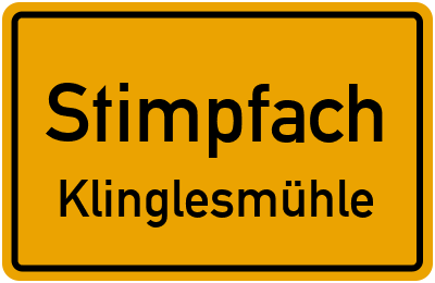 Straßenverzeichnis Stimpfach Klinglesmühle