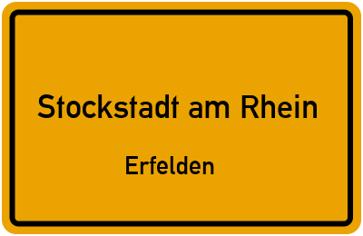 Ortsschild Stockstadt am Rhein Erfelden