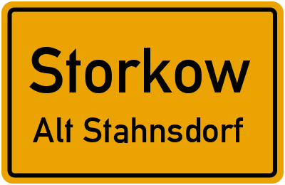 Ortsschild Storkow Alt Stahnsdorf
