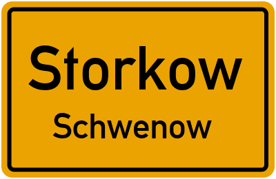 Ortsschild Storkow Schwenow