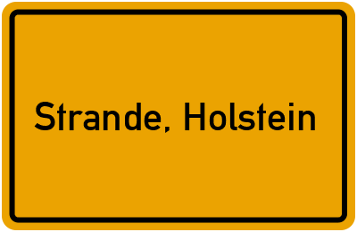 Ortsschild von Gemeinde Strande, Holstein in Schleswig-Holstein