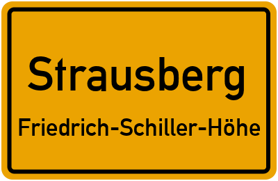Ortsschild Strausberg Friedrich-Schiller-Höhe