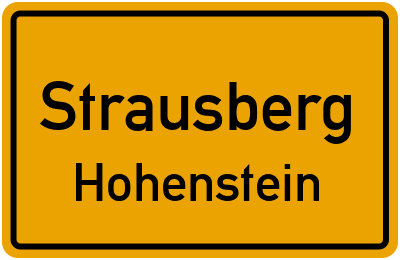 Ortsschild Strausberg Hohenstein