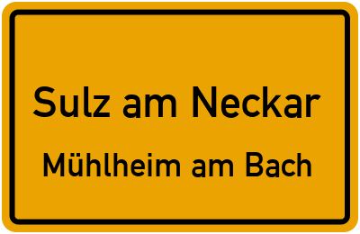 Straßenverzeichnis Sulz am Neckar Mühlheim am Bach