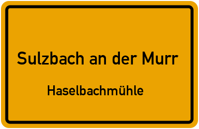 Straßenverzeichnis Sulzbach an der Murr Haselbachmühle