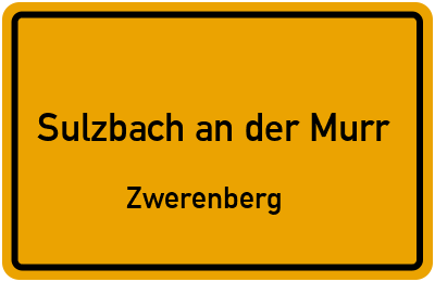 Straßenverzeichnis Sulzbach an der Murr Zwerenberg