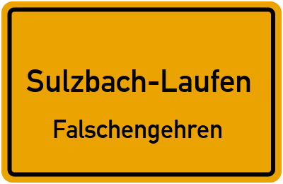 Ortsschild Sulzbach-Laufen Falschengehren