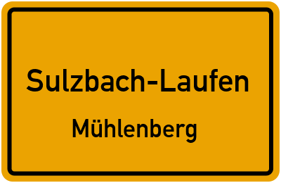Ortsschild Sulzbach-Laufen Mühlenberg