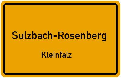 Straßenverzeichnis Sulzbach-Rosenberg Kleinfalz