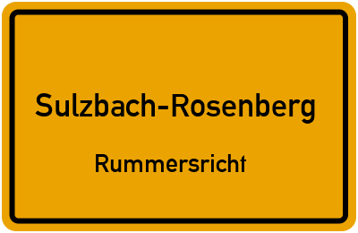 Ortsschild Sulzbach-Rosenberg Rummersricht