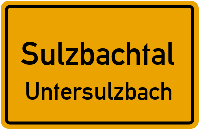 Straßenverzeichnis Sulzbachtal Untersulzbach