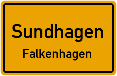 Ortsschild Sundhagen Falkenhagen