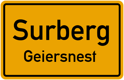 Ortsschild Surberg Geiersnest