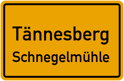 Straßenverzeichnis Tännesberg Schnegelmühle
