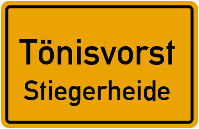 Straßenverzeichnis Tönisvorst Stiegerheide