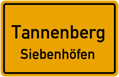 Straßenverzeichnis Tannenberg Siebenhöfen