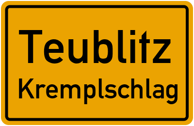Ortsschild Teublitz Kremplschlag