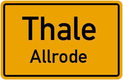 Straßenverzeichnis Thale Allrode