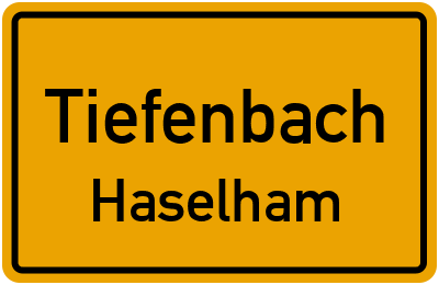 Ortsschild Tiefenbach Haselham