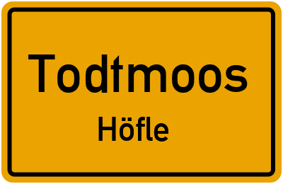 Straßenverzeichnis Todtmoos Höfle