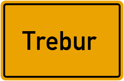 Ortsschild von Trebur in Hessen