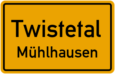 Ortsschild Twistetal Mühlhausen