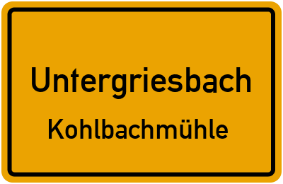 Straßenverzeichnis Untergriesbach Kohlbachmühle