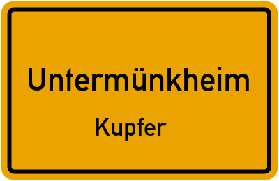 Ortsschild Untermünkheim Kupfer
